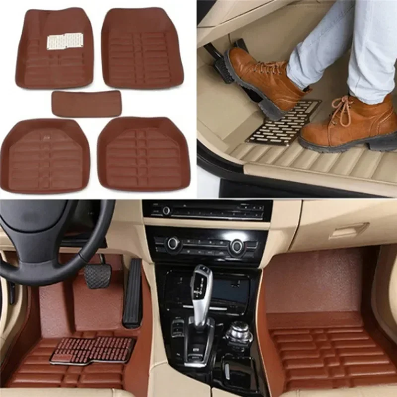 Car Floor Mats Universal Waterproof Leather - 5 stücke Premium Einfach Sauber Wasserdichte