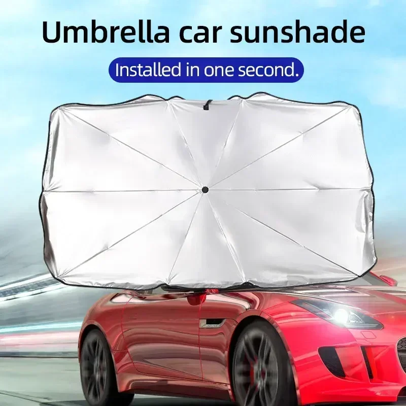 Car Sunshade Windshield Umbrella Foldable - Faltbarer Auto-Windschutzscheiben-Sonnenschirm, Silberbeschichteter UV-Schutz Wärmeisolierung Tragbares