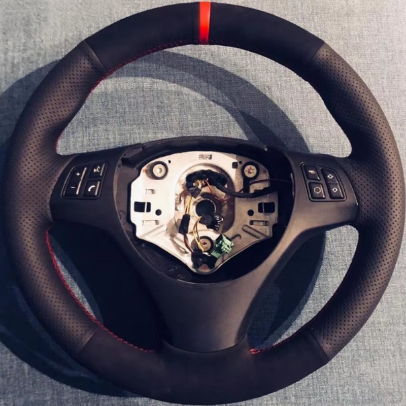 Car Steering Wheel Cover Anti Slip Breathable - Maßgefertigter Rutschfester Leder-Wildleder M Sport M3