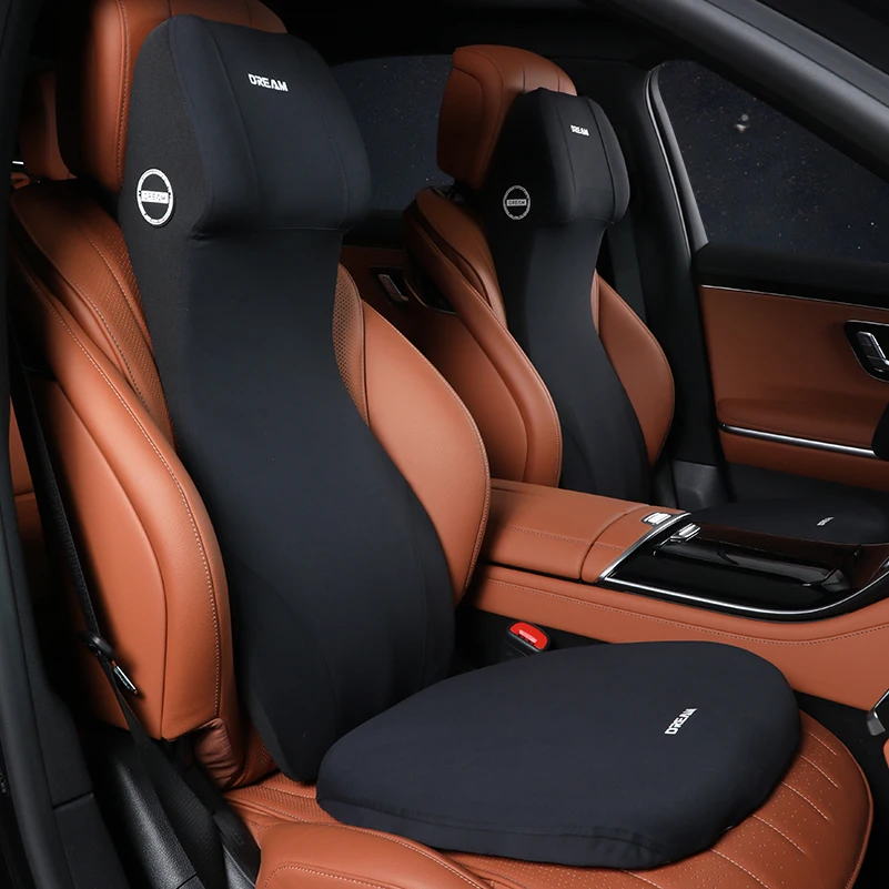 Memory Foam Car Neck Pillow Lumbar Support - Integrierte Auto-Lendenwirbelstütze, Kopfstütze, Nackenkissen, Unterstützung, universelle