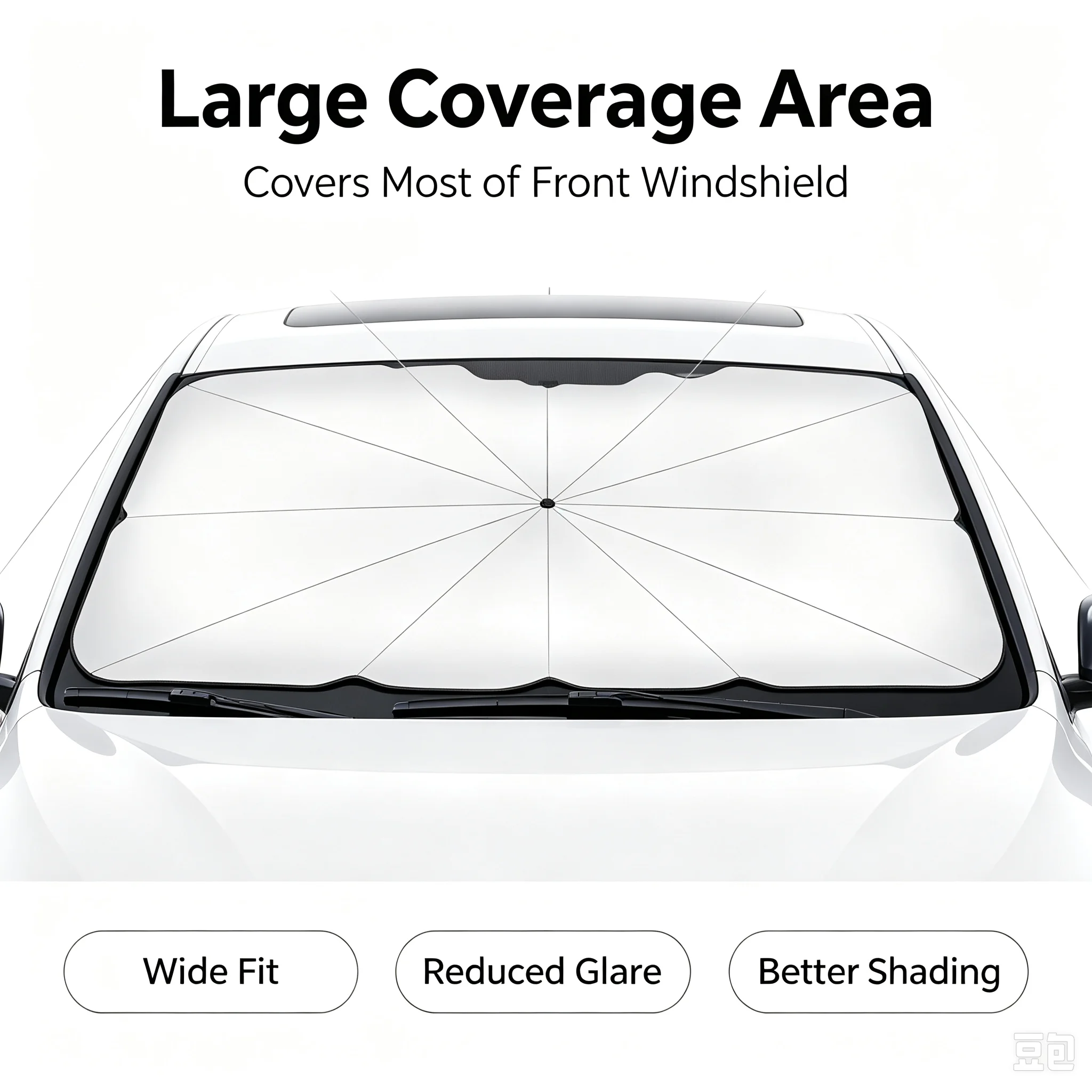 Car Sunshade Windshield Umbrella Foldable - Faltbarer Auto-Windschutzscheiben-Sonnenschirm, Silberbeschichteter UV-Schutz Wärmeisolierung Tragbares