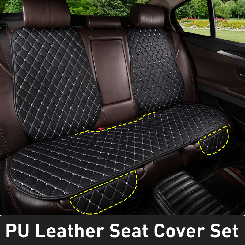 Leather Car Seat Covers Full Set Universal - PU-Leder Autositzbezüge Komplettset Rutschfeste Autositzkissen Universeller