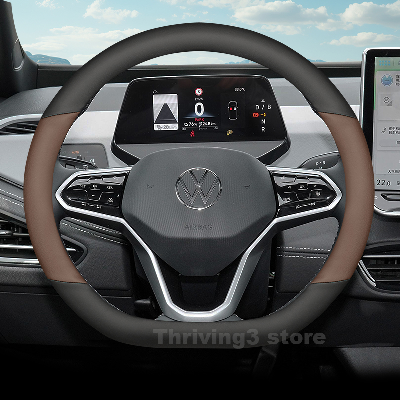 Leder-Lenkradbezug für Volkswa – Car Steering Wheel Cover Anti Slip Breathable Bewertung und Preis