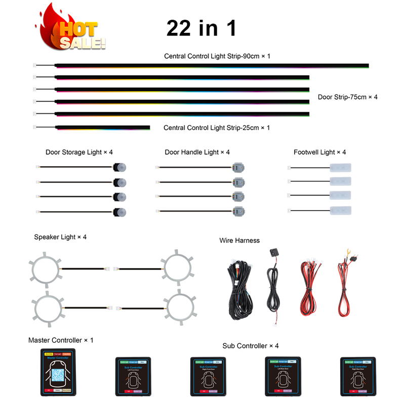 22-in-1 Dream Color RGB Dynami – Led Ambient Interior Car Lights App Control Bewertung und Preis
