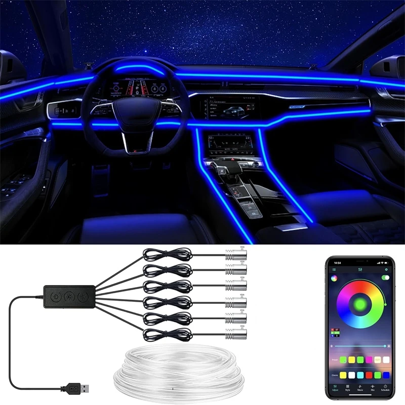 Flexible EL-Drahtleuchten mit  – Led Ambient Interior Car Lights App Control Bewertung und Preis