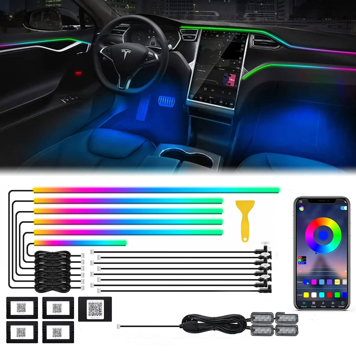 18 in1 Neon Auto Innenraum Umg – Led Ambient Interior Car Lights App Control Bewertung und Preis