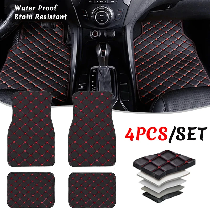 Auto Fußmatten 4PCS Universal  – Car Floor Mats Universal Waterproof Leather Bewertung und Preis