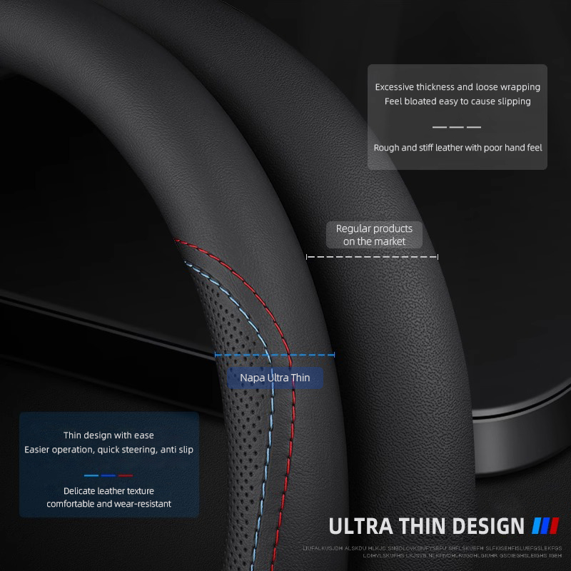 1 Stück Napa-Leder Lenkradbezu – Car Steering Wheel Cover Anti Slip Breathable Bewertung und Preis